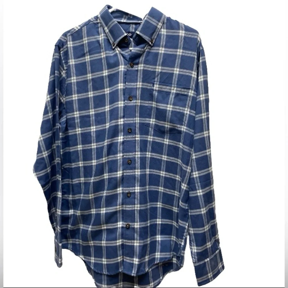 Izod button up shirt mens size medium plaid collared blue new with tags